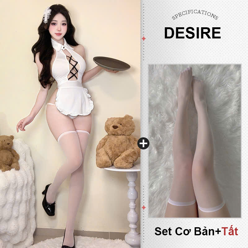 Desire Store, Váy ngủ Cosplay cô hầu gái phong cách nhẹ nhàng nữ tính quyến rũ DESIRE VN-2151 - Set Cơ Bản+T-005, 2XL image 9 of 9