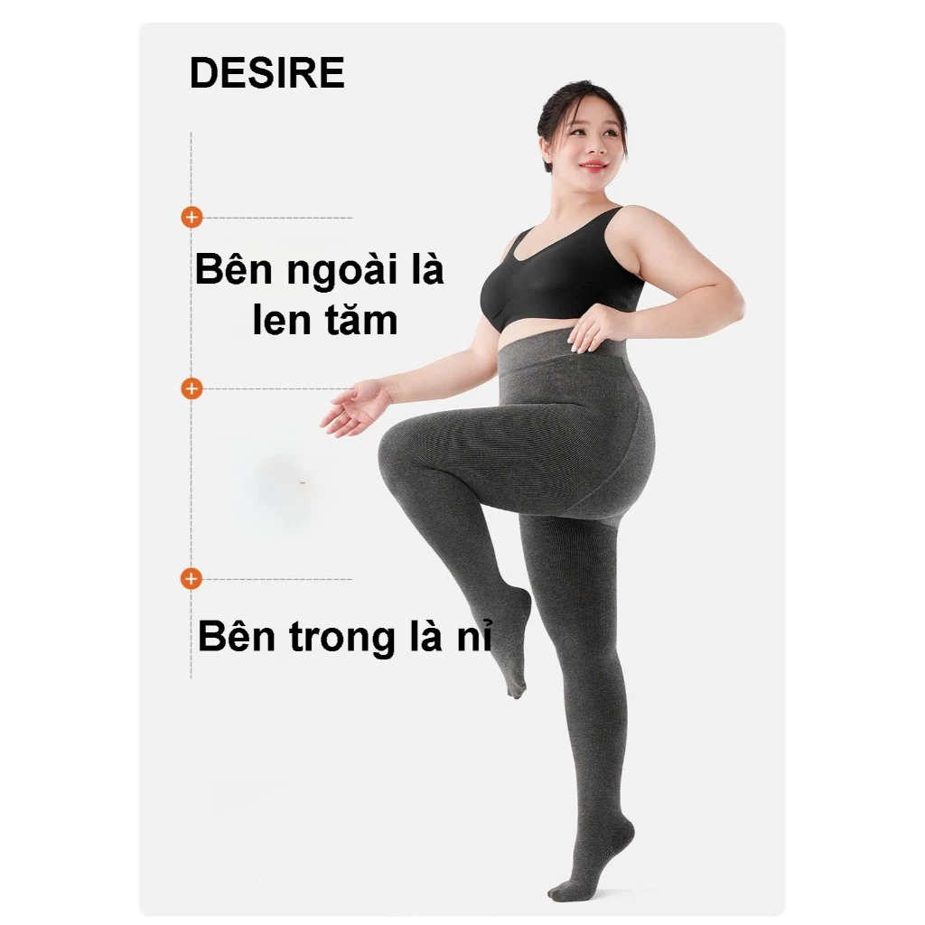 Desire Store, Quần Tất Legging Bigsize Nữ (60-85kg) Len Tăm Giữ nhiệt mềm mại, Chống Trơn Trượt, Co Giãn 4 Chiều Cao Cấp DS3056 image 3 of 10