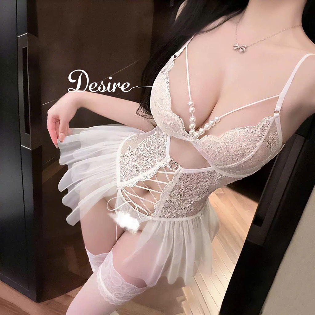 Desire Store, Bodysuit Ren - Váy Ngủ Sexy Xuyên Thấu Đính Ngọc Cao Cấp, Thiết Kế Đan Dây DESIRE 1420 image 4 of 19