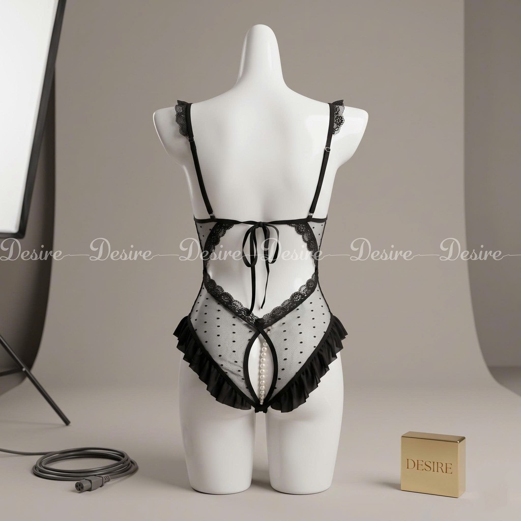 Desire Store, Bodysuit Lưới Chấm Bi Phối Ren Gợi Cảm - Đồ Lót Liền Thân Sexy Thiết Kế Đính Ngọc DESIRE 1322 image 11 of 17