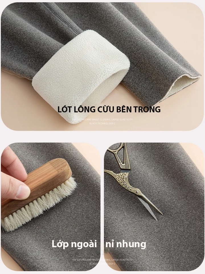 Desire Store, Quần legging M ENAIC lưng cao lót lông cừu nhung mịn giữ nhiệt mùa đông ấm áp định hình dáng QGN-9105014 image 13 of 20
