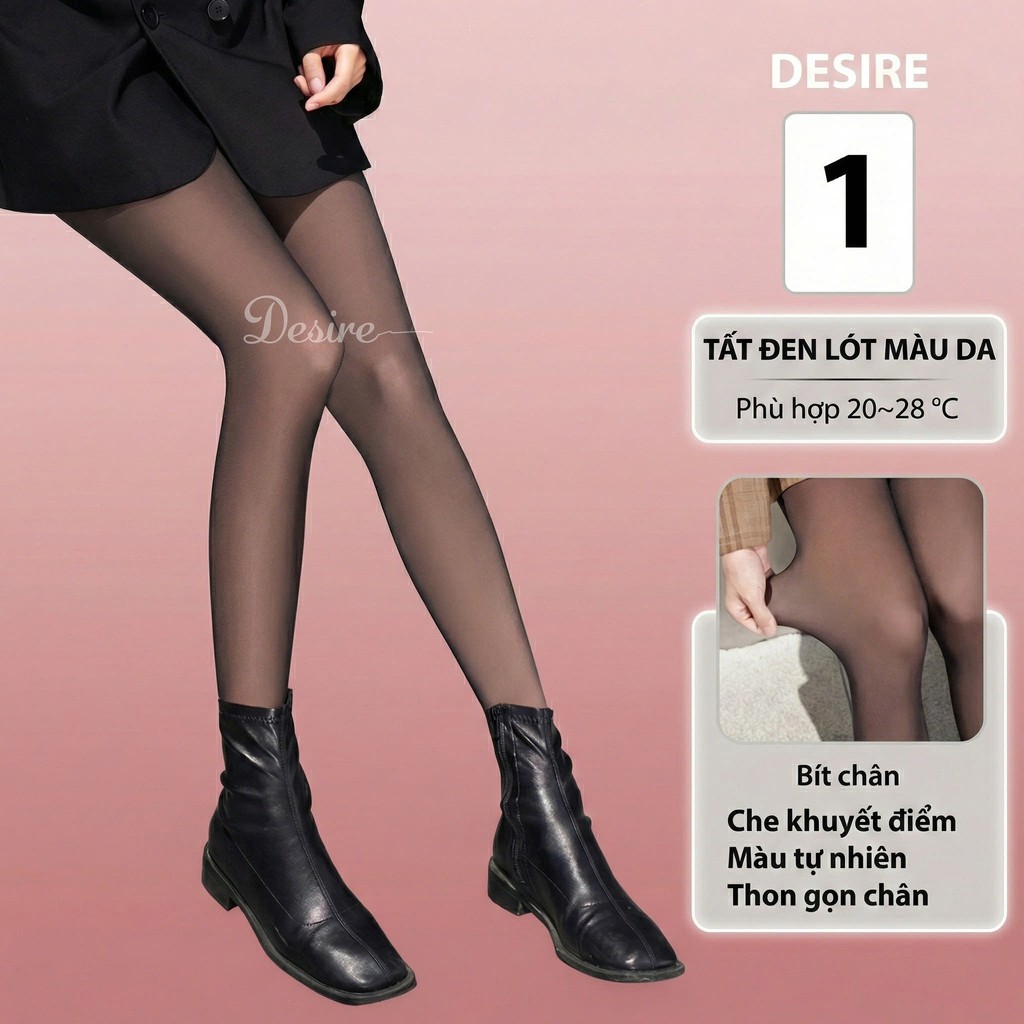 Desire Store, Tất quần dày Đen lót màu da 80D 200D thon gọn chân phong cách trẻ trung BONAS 1985 - 80G Đenlótda bítchân image 11 of 14