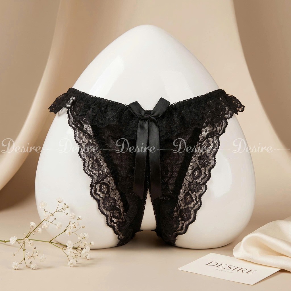 Desire Store, Quần lót lọt khe ren xẻ đáy màu đen cao cấp QLN-1136 - Đen, 5 quàn image 9 of 12