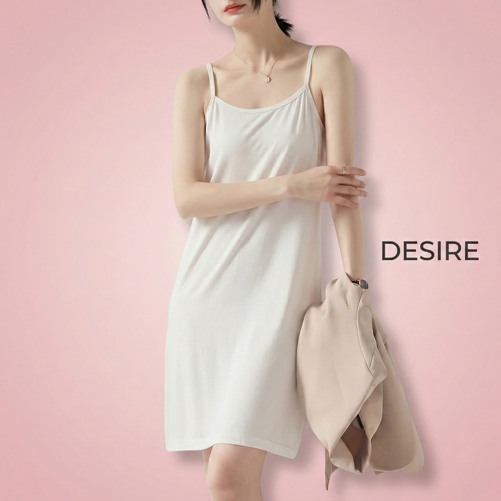 Desire Store, Váy hai dây Váy mặc lót chất thun modal (Gỗ sồi) dáng ôm body cổ ngang có TĂNG ĐƠ điều chỉnh DESIRE VN-062 image 2 of 33