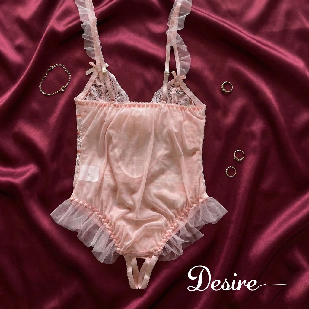 Desire Store, Bodysuit Ren Hoa Nhí Phối Nơ Phong Cách Tiểu Thư Ngọt Ngào - Váy Ngủ Liền Thân Sexy DESIRE VN-1336-1 image 6 of 11