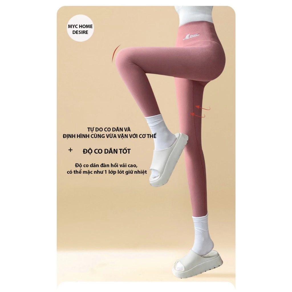 Desire Store, Quần dài legging M ENAIC lưng cao giữ nhiệt lót nhung Cation hai mặt mùa đông ấm áp định hình dáng QGN-004 image 6 of 12