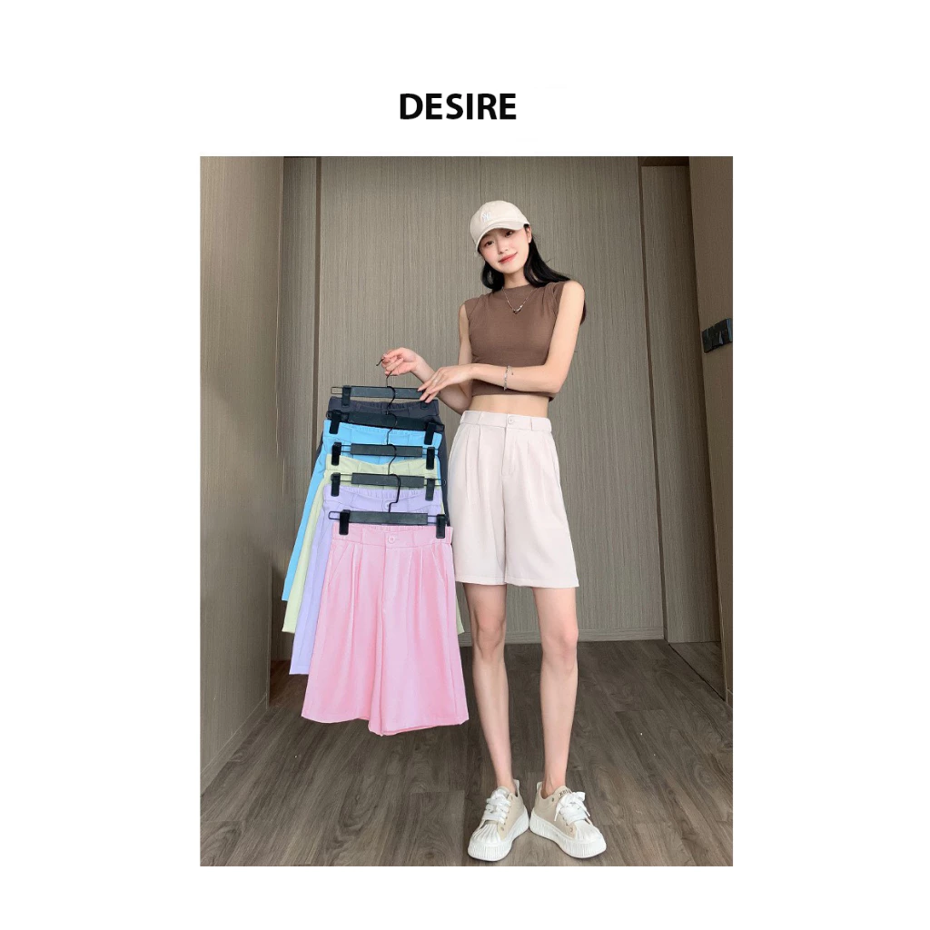 Desire Store, Quần đùi quần short nữ lưng cao ống rộng loại 1 dáng ngố lửng thể thao chất vải tuyết mưa image 9 of 11
