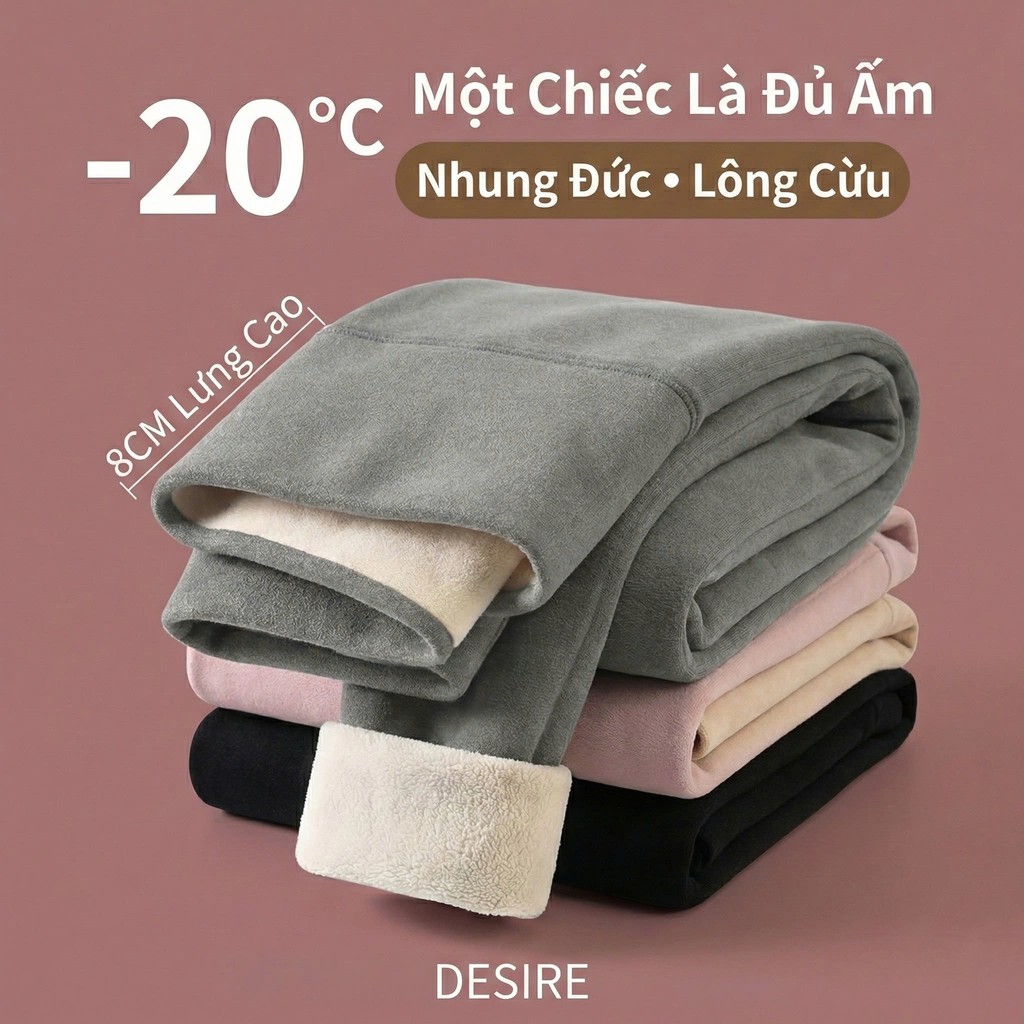 Desire Store, Quần legging M ENAIC lưng cao lót lông cừu nhung mịn giữ nhiệt mùa đông ấm áp định hình dáng QGN-9105014 image 2 of 16