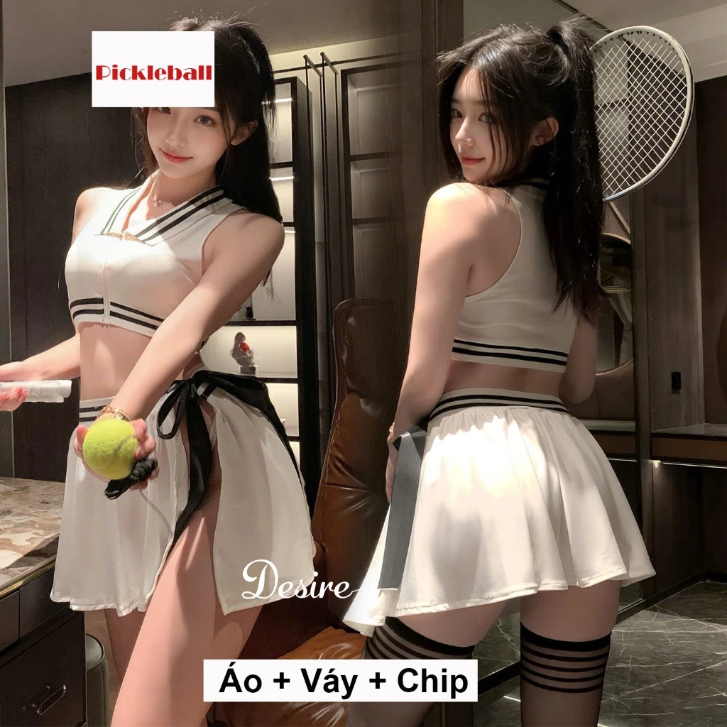 Desire Store, Set váy ngủ kèm quần chip phong cách pickle ball, quần vợt tennis gợi cảm sexy DESIRE ZY38 - Set cơ bản image 11 of 12