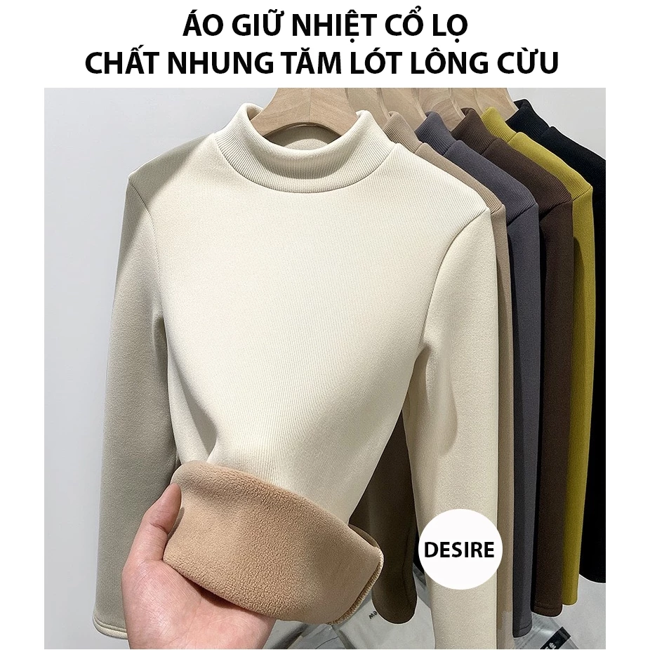 Desire Store, Áo cổ lọ chất Nhung len tăm lót lông cừu dày giữ nhiệt mùa đông ấm áp DESIRE H331 image 1 of 12
