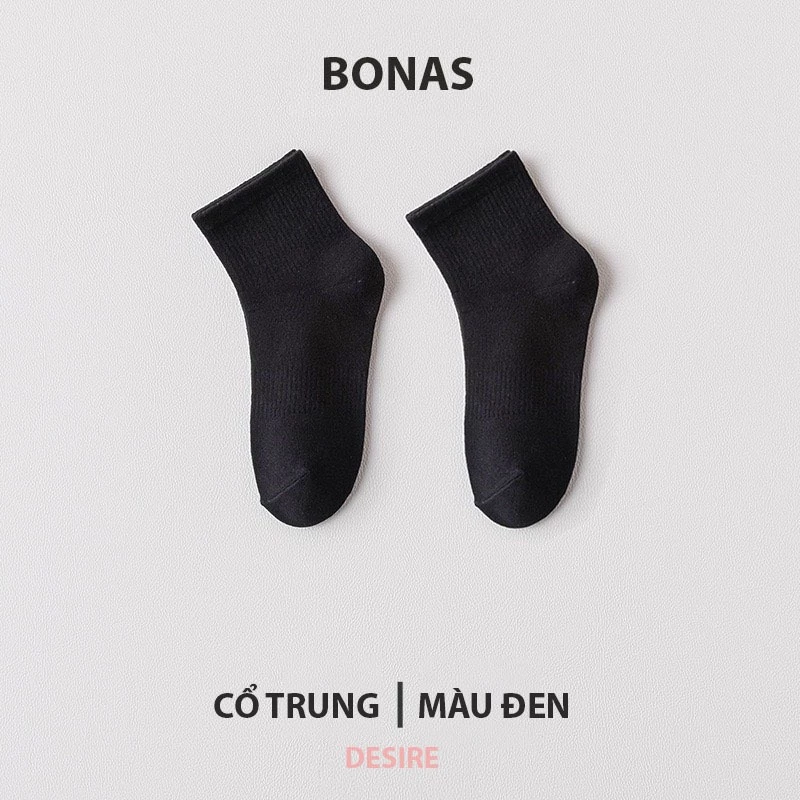 Desire Store, Tất len unisex nam nữ chính hãng BONAS Style Nhật Bản chất đẹp cao cấp phong cách đơn giản sang trọng MW 1837 - Đen cổ trung image 13 of 18