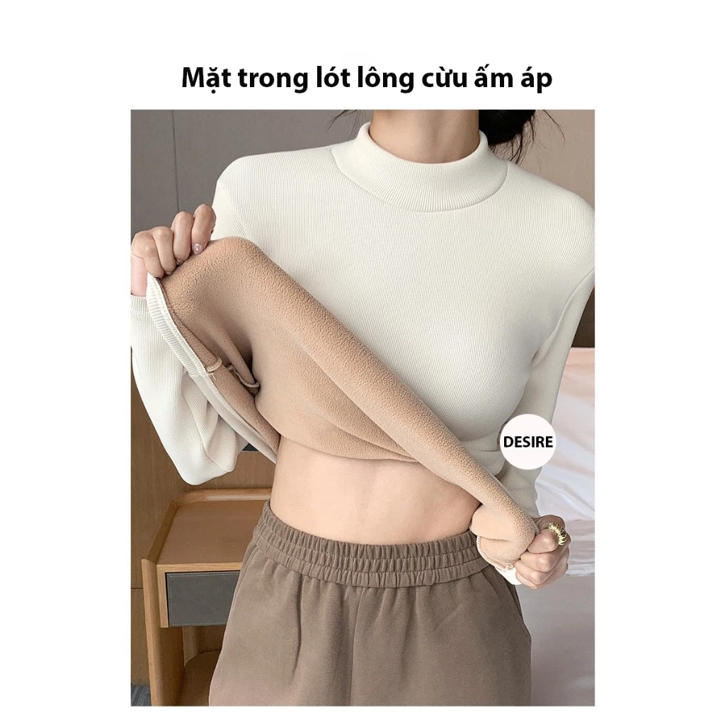 Desire Store, Áo cổ lọ chất Nhung len tăm lót lông cừu dày giữ nhiệt mùa đông ấm áp DESIRE H331 image 6 of 12
