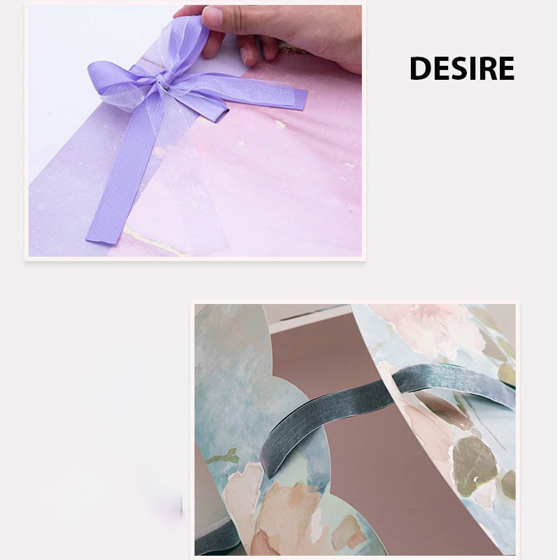 Desire Store, Hộp quà sang trọng hoạ tiết tranh sơn dầu hình chữ nhật hộp quà thắt nơ lụa túi quà image 5 of 19