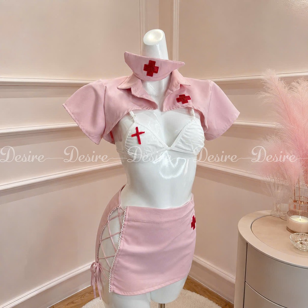 Desire Store, Bộ đồ ngủ Cosplay y tá đầy đủ phụ kiện sexy gợi cảm DESIRE VN-8537 image 9 of 12