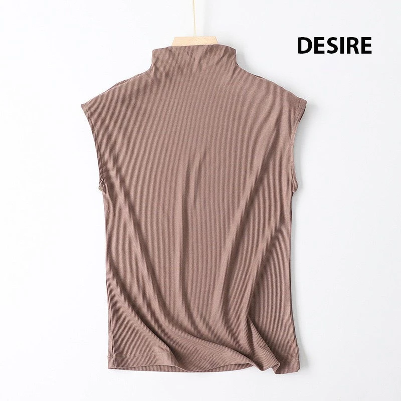 Desire Store, Áo thun cổ lọ ngắn tay thun Modal gân mềm DESIRE A112 - Nâu, XL  (56-65 KG) image 10 of 14