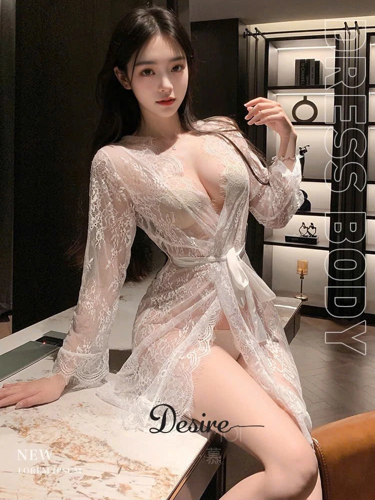 Desire Store, Set áo choàng Ren xuyên thấu Phong cách tiểu thư Sang chảnh gợi cảm DESIRE VN-6171 image 5 of 19
