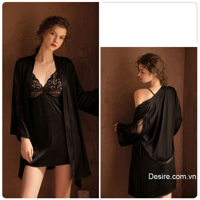 Desire Store, Váy ngủ lụa chéo lưng kèm chip lọt khe gợi cảm sexy Desire VN-780 image 5 of 7
