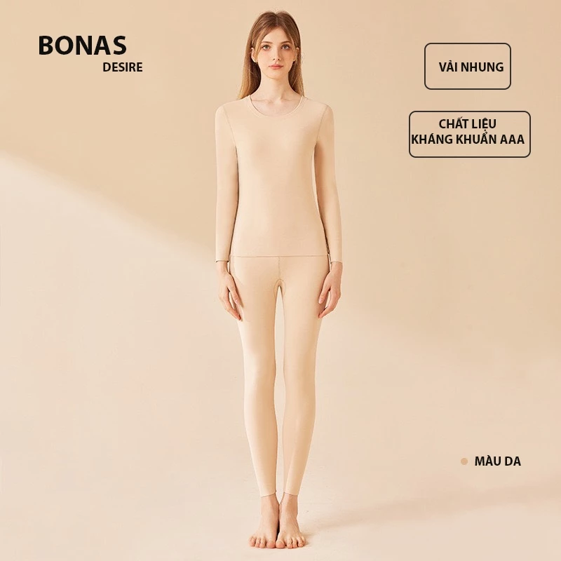 Desire Store, Đồ Bộ giữ nhiệt lót nhung hai mặt chính hãng BONAS cao cấp siêu nhẹ ôm body cổ tròn AGN-003 - Nguyên bộ Da, 2XL image 12 of 12