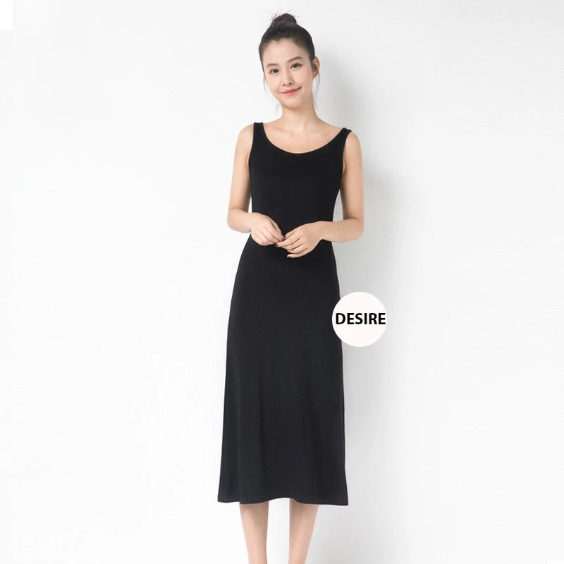 Desire Store, Đầm thun sát nách vải Modal (Gỗ sồi) mịn mát Desire VNN-00101 - Đen dài, M image 13 of 13