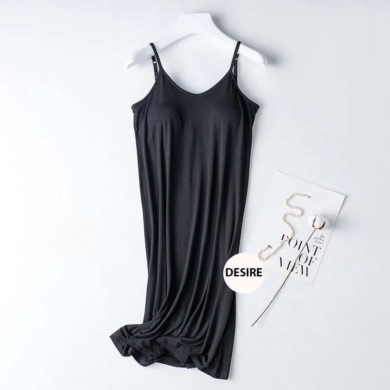 Desire Store, Váy đầm hai dây dáng dài sợi Vicose mềm mịn có đệm mút ngực DESIRE VN-077-1 - Đen, XL image 10 of 13