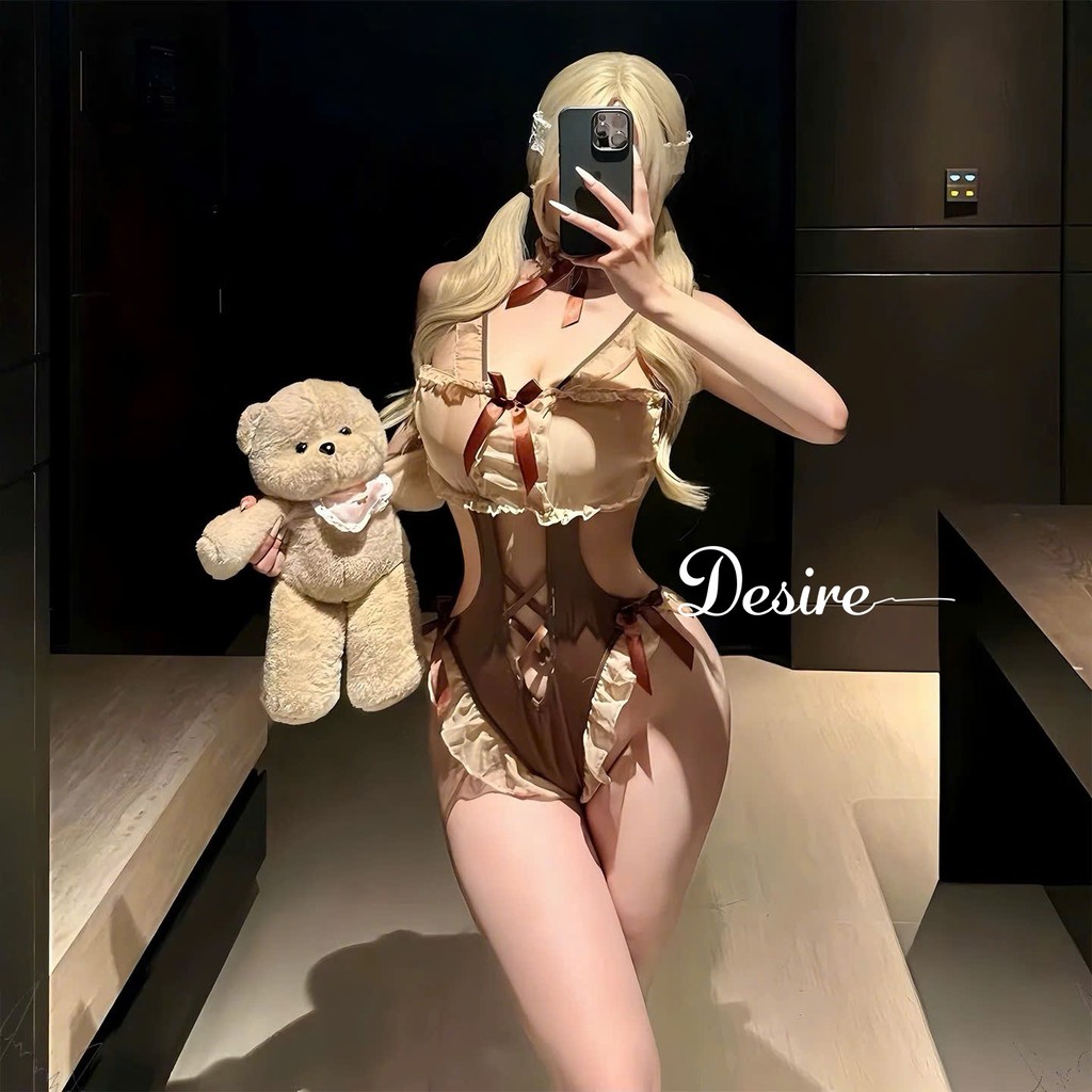 Desire Store, 1446 Bộ đồ ngủ Cosplay Cô Hầu Gái quyến rũ màu nâu hở đáy sexy DESIRE image 6 of 12