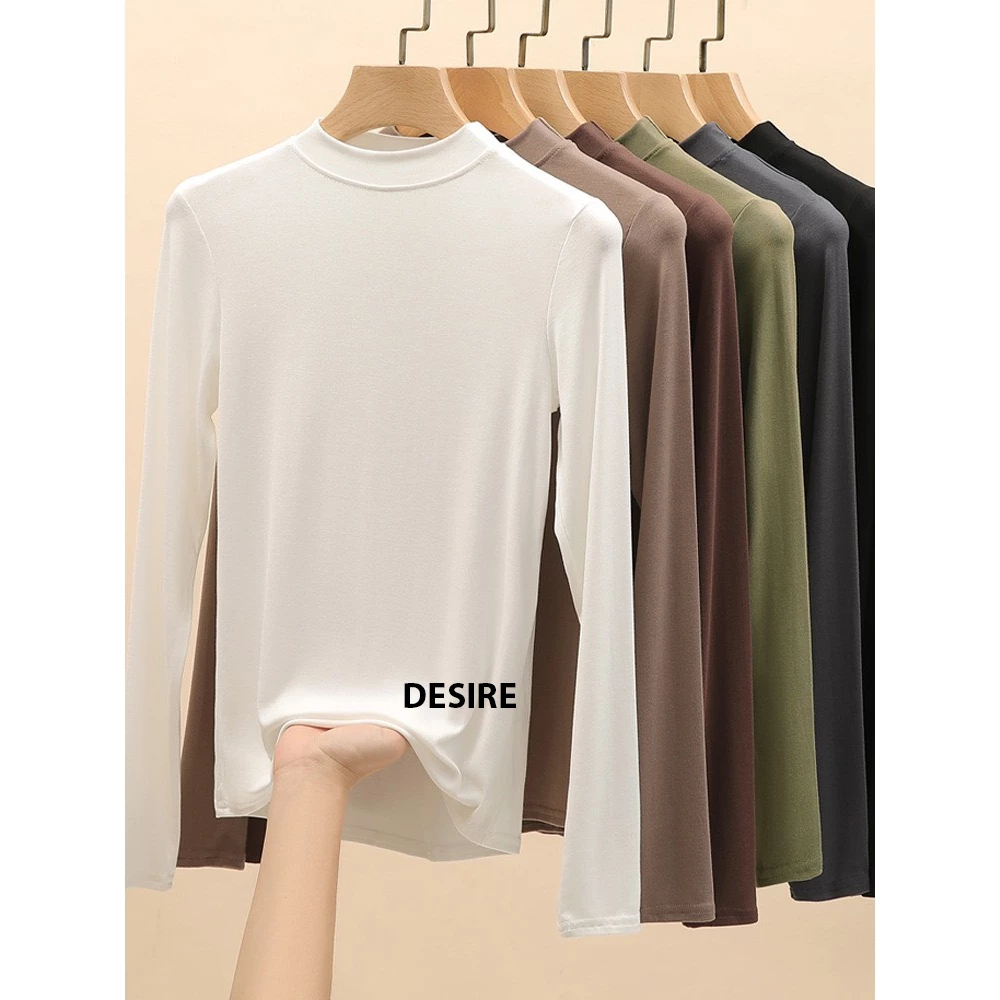 Desire Store, Áo thun dài tay cổ lọ cổ cao lửng chất thun len mềm mại ấm áp mùa thu đông H535 image 3 of 13