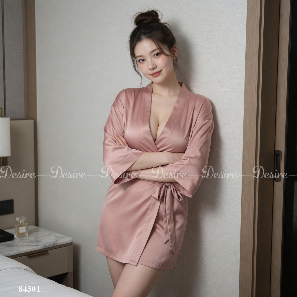 Desire Store, Áo choàng ngủ lụa tay ống rộng cao cấp Áo choàng cô dâu gợi cảm Bride hàng loại 1 84301 image 13 of 37