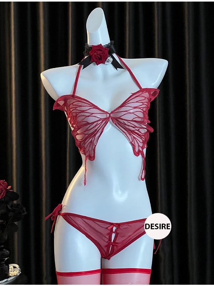 Desire Store, Bồ lót ren lưới gồm Áo và quần cột dây xẻ đáy gợi cảm sexy chính hãng Gui Ruo loại 1 VN-2112 image 5 of 8