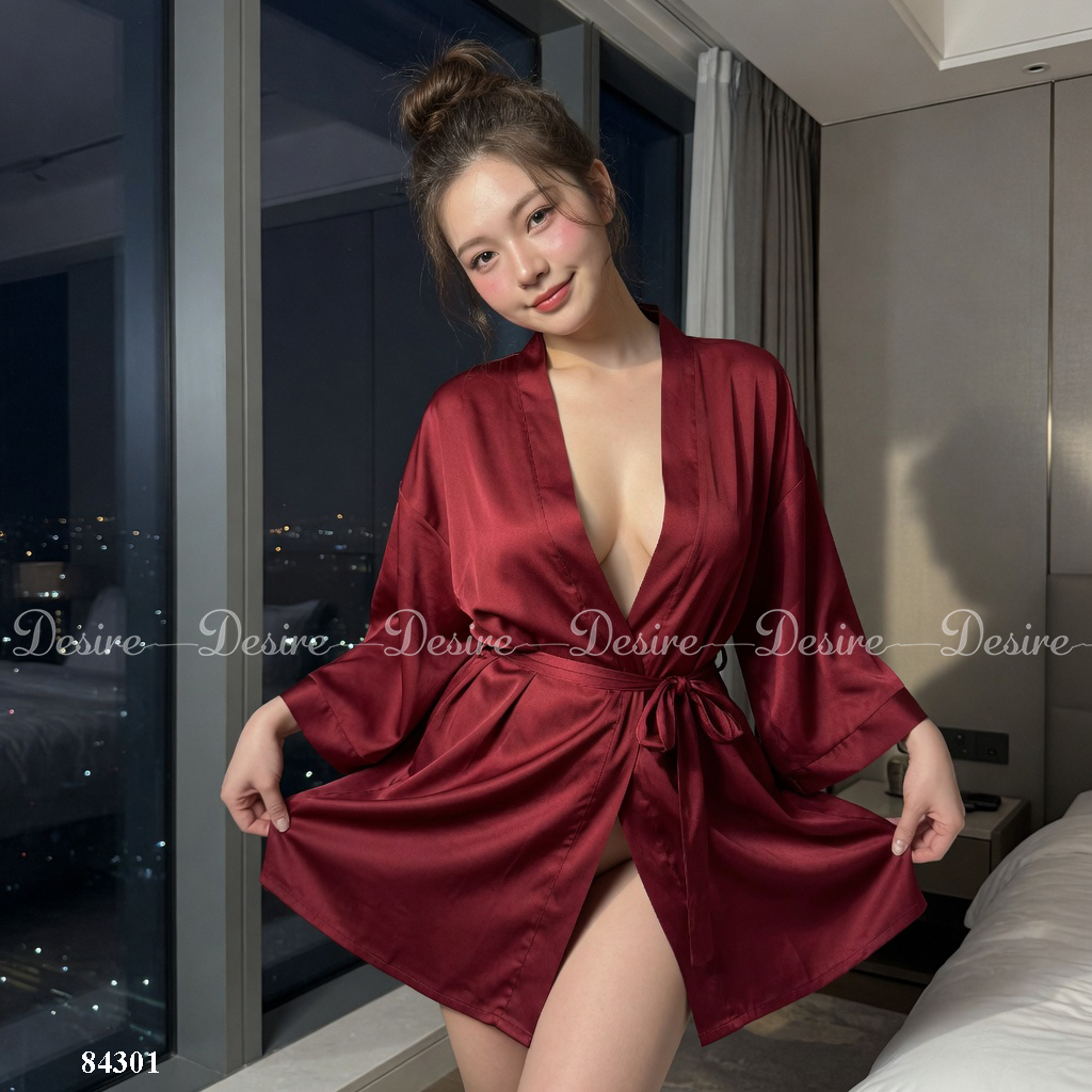 Desire Store, Áo choàng ngủ lụa tay ống rộng cao cấp Áo choàng cô dâu gợi cảm Bride hàng loại 1 84301 image 8 of 37