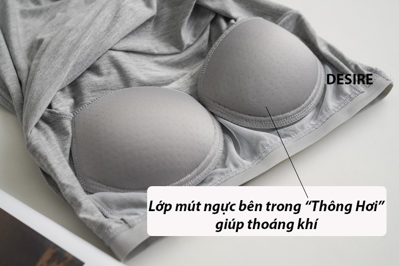 Desire Store, Áo thun ngắn tay có mút ngực thun Vicose cao cấp A2302 image 5 of 15