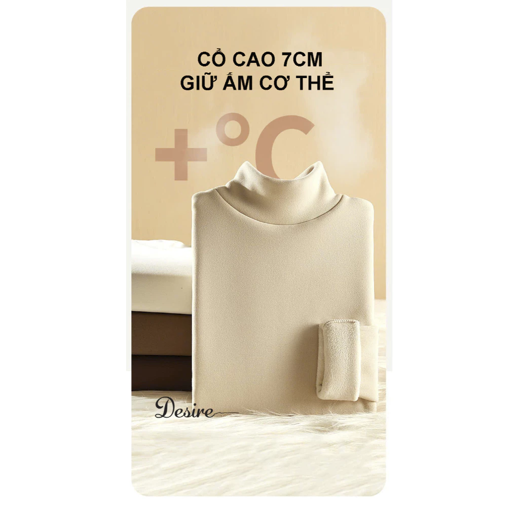 Desire Store, Áo cổ lọ giữ nhiệt mùa đông Dày lót Lông Cừu mềm mịn DESIRE K-801 image 6 of 12