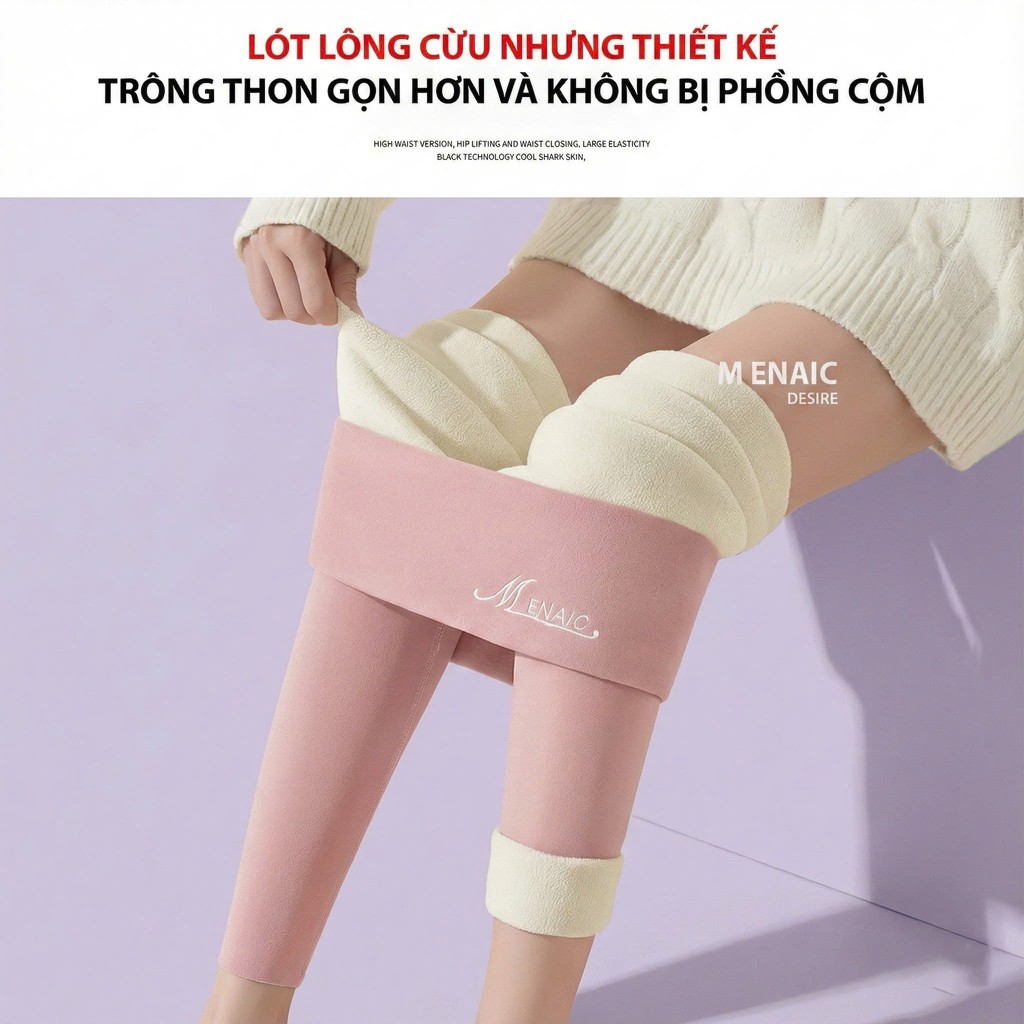Desire Store, Quần legging M ENAIC lưng cao lót lông cừu nhung mịn giữ nhiệt mùa đông ấm áp định hình dáng QGN-9105014 image 5 of 16