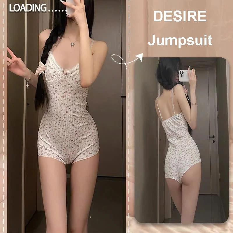 Desire Store, Váy ngủ hai dây ôm body họa tiết hoa nhí viền ren ngực siêu tôn dáng gợi cảm DESIRE C119 - Jumpsuit liền thân, XL image 13 of 13