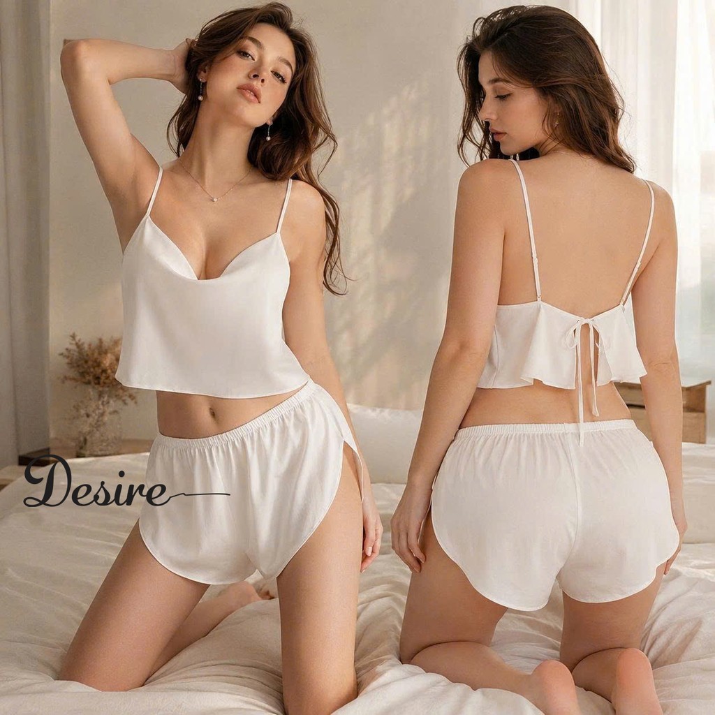 Desire Store, Đồ bộ hai dây cổ đổ chất lụa mềm gợi cảm DESIRE VN-8816 - Trắng, L image 11 of 15