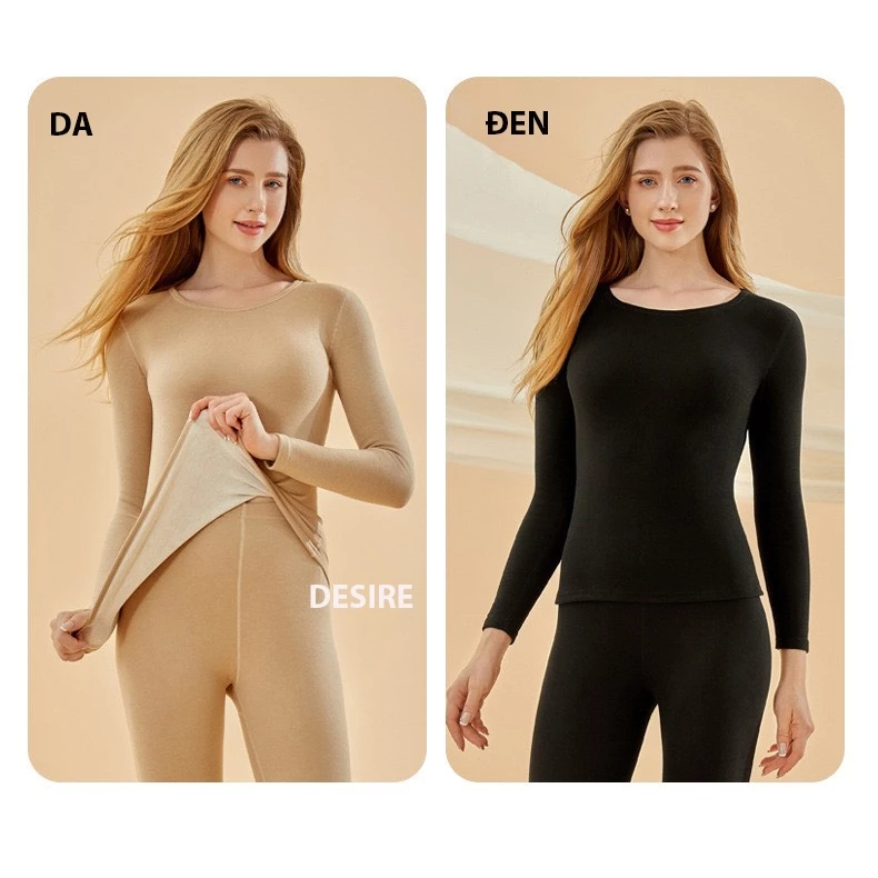 Desire Store, Đồ bộ giữ nhiệt mùa đông siêu nhẹ ấm áp vải Nhung lót Len Cashmere có đường viền dành cho nữ giới ZYOS AGN-003 image 2 of 11