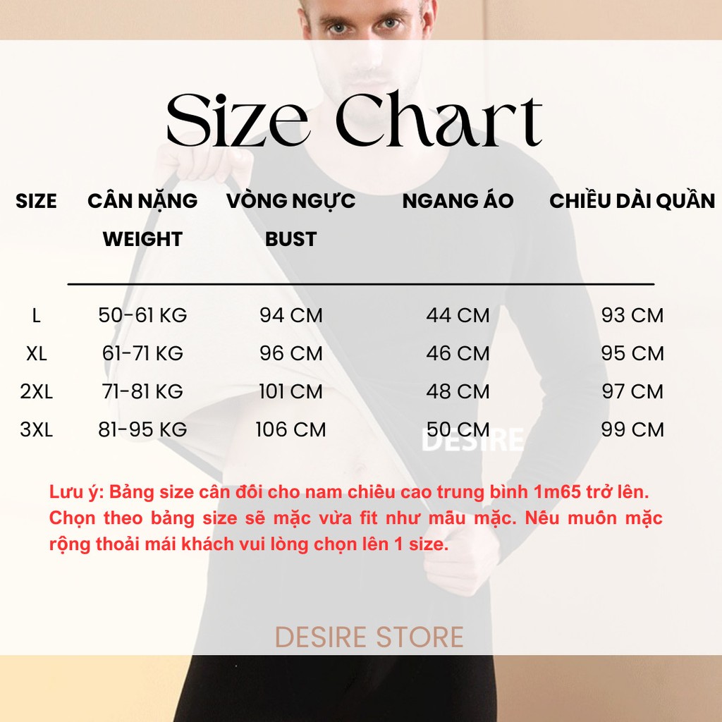 Desire Store, Đồ bộ giữ nhiệt nam lót Len Cashmere cổ tròn ấm áp mùa đông cao cấp siêu nhẹ DGN-02 image 10 of 17