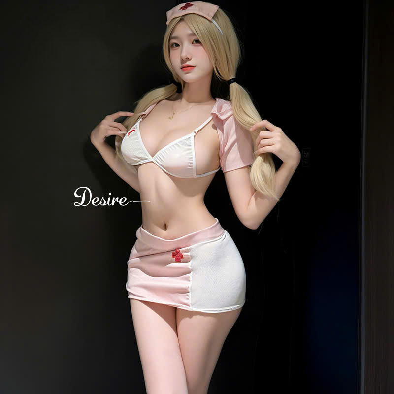 Desire Store, Bộ đồ ngủ Cosplay y tá đầy đủ phụ kiện sexy gợi cảm DESIRE VN-8537 image 4 of 12