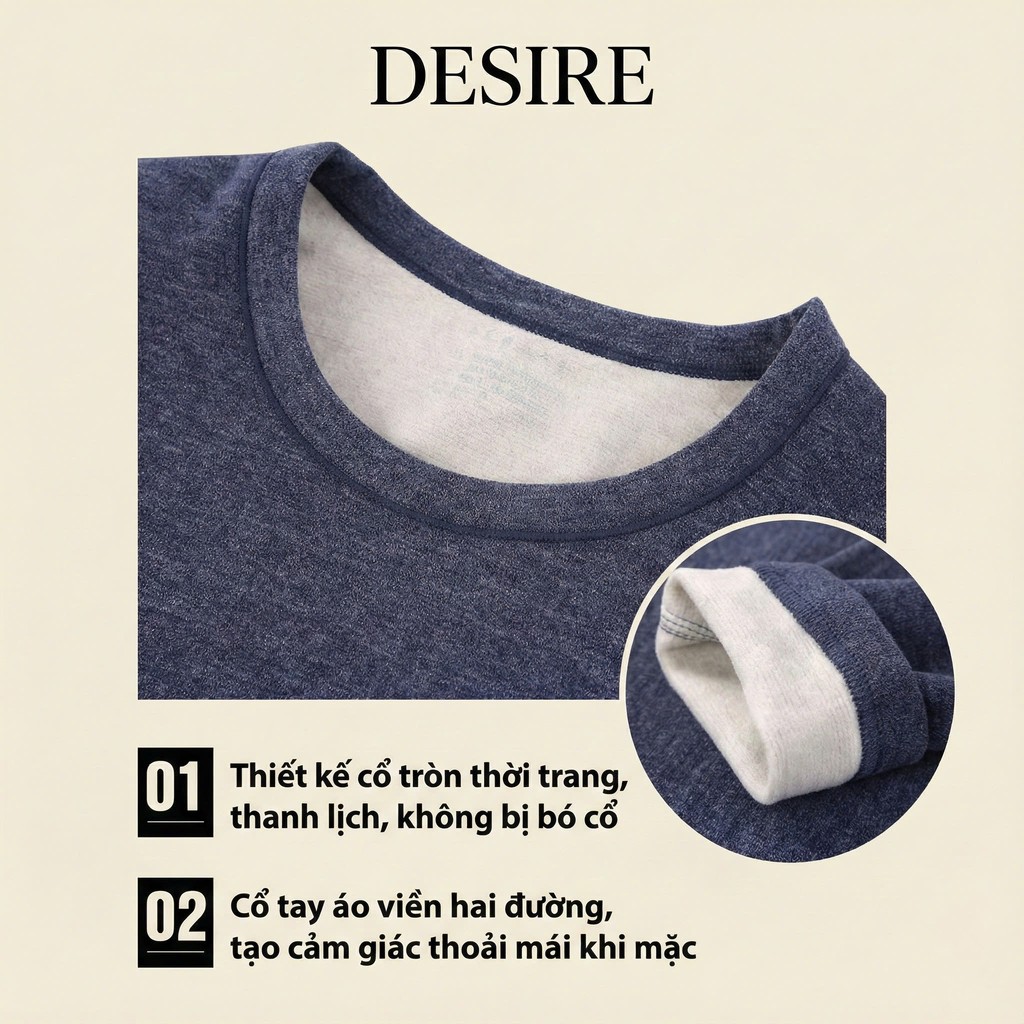 Desire Store, Đồ bộ giữ nhiệt nam lót Len Cashmere cổ cao ấm áp mùa đông cao cấp siêu nhẹ dành cho nam giới DGN-03 image 3 of 14