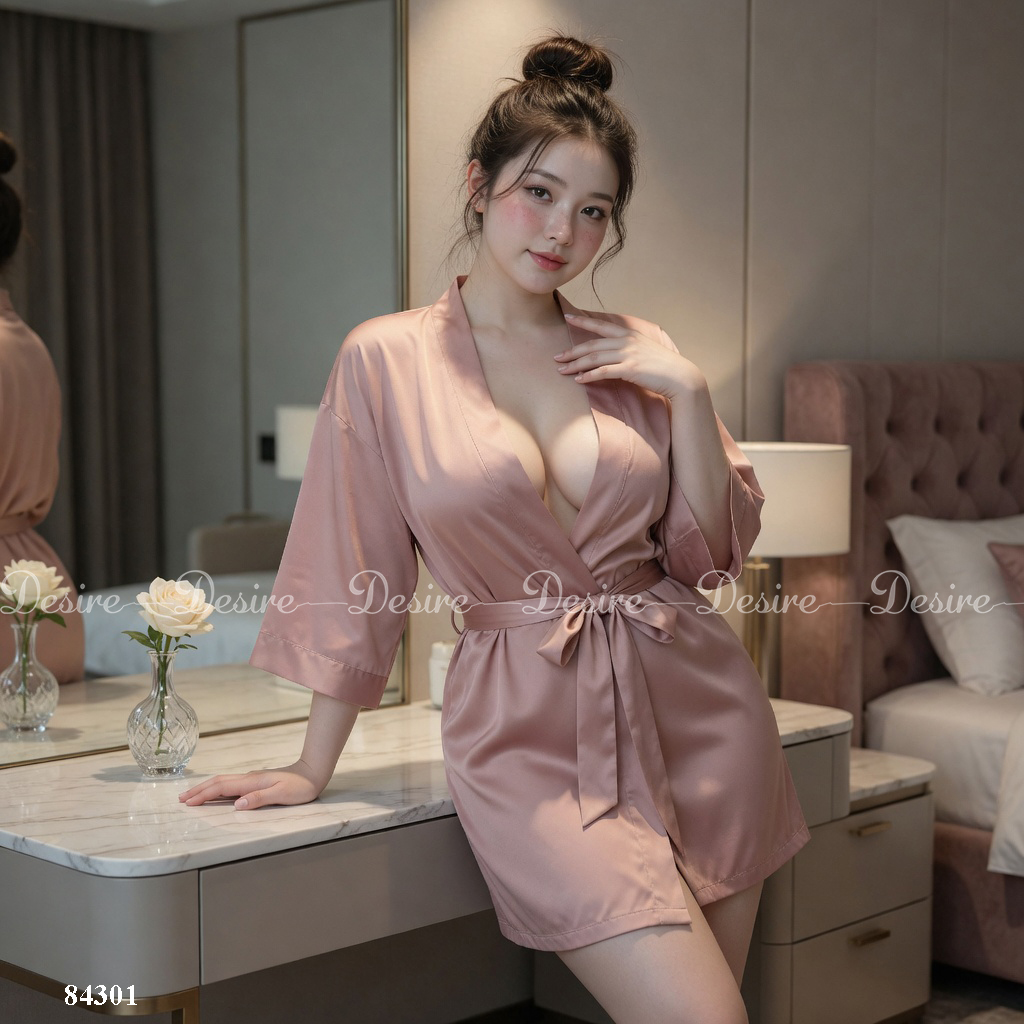 Desire Store, Áo choàng ngủ lụa tay ống rộng cao cấp Áo choàng cô dâu gợi cảm Bride hàng loại 1 84301 image 27 of 37
