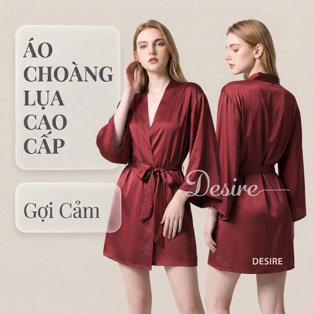 Desire Store, Áo choàng ngủ lụa cao cấp Áo choàng cô dâu gợi cảm Bride hàng loại 1 chính hãng Guiruo VN-1690 image 3 of 17