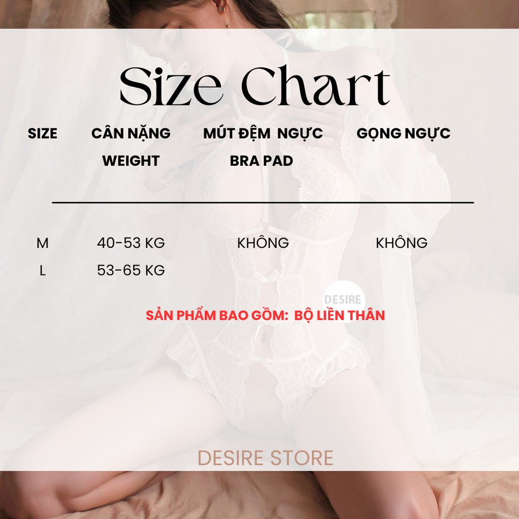 Desire Store, Váy ngủ ren liền thân Bodysuit xẻ đáy và Áo choàng ren gợi cảm sexy DESIRE 8810 image 9 of 13