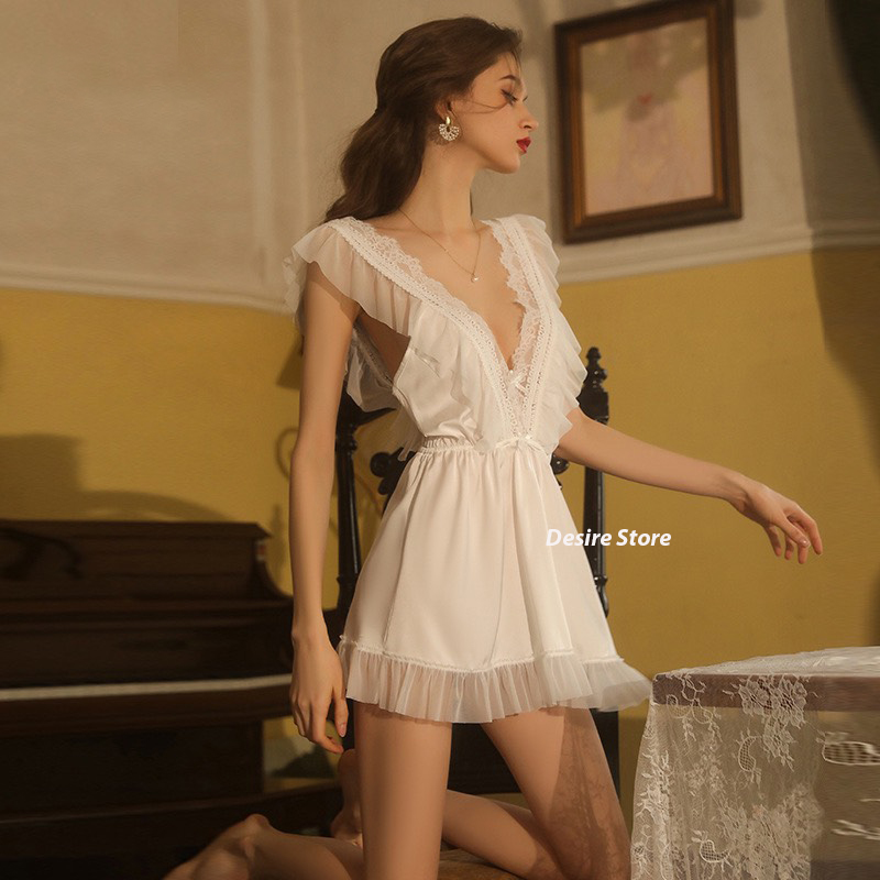 Desire Store, Váy đầm ngủ lụa cổ V cánh tiên gợi cảm sexy hàng loại 1 DESIRE VN-1480 image 9 of 13