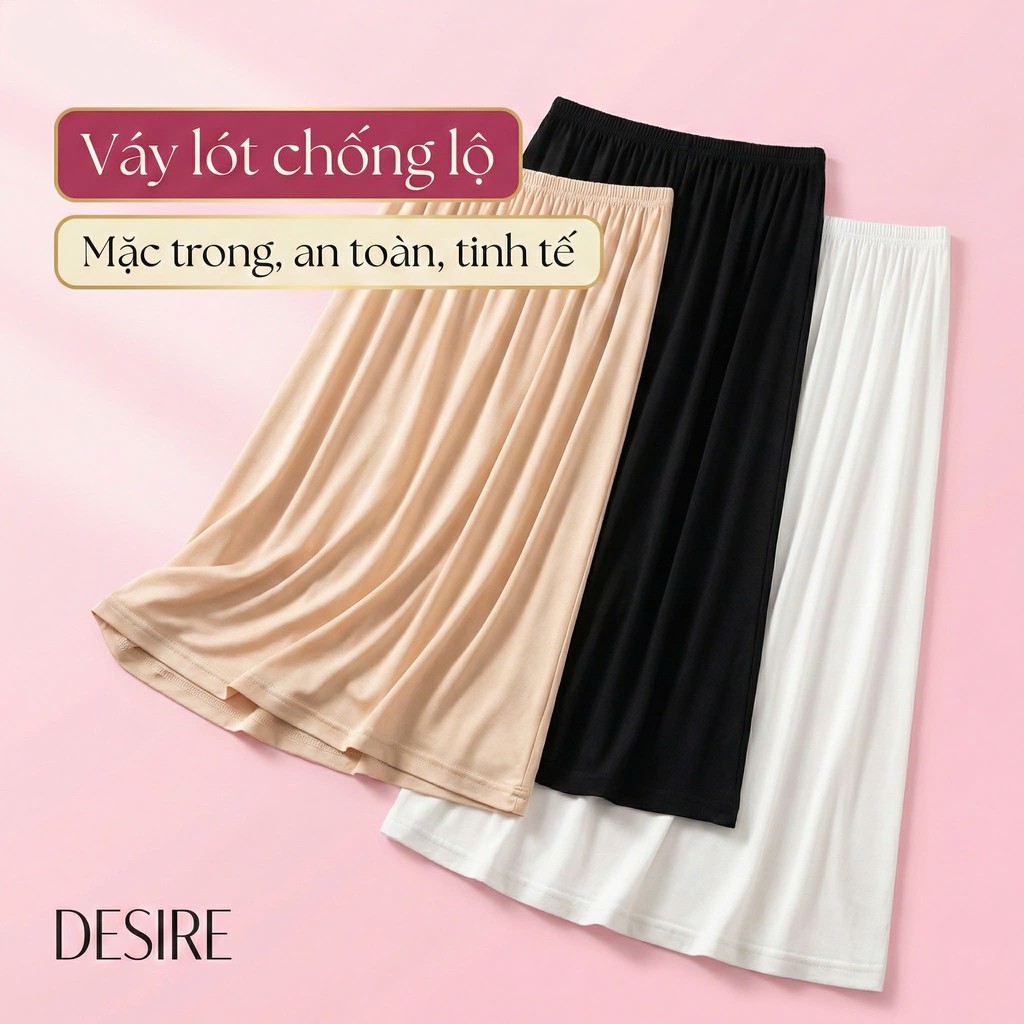 Desire Store, Chân Váy lót thun modal (gỗ sồi) dáng xòe rộng thoải mái - Chân váy mặc lót thun mịn mát Desire VN-064-2 image 7 of 39