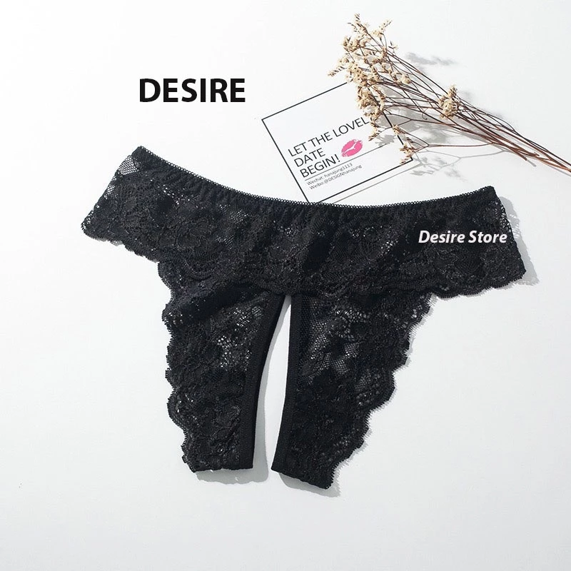 Desire Store, Quần lót ren sexy xẻ đáy gợi cảm DESIRE QL-5009 - Đen (Lẻ 1 quần), Form>53kg Vòng3>88cm image 11 of 15