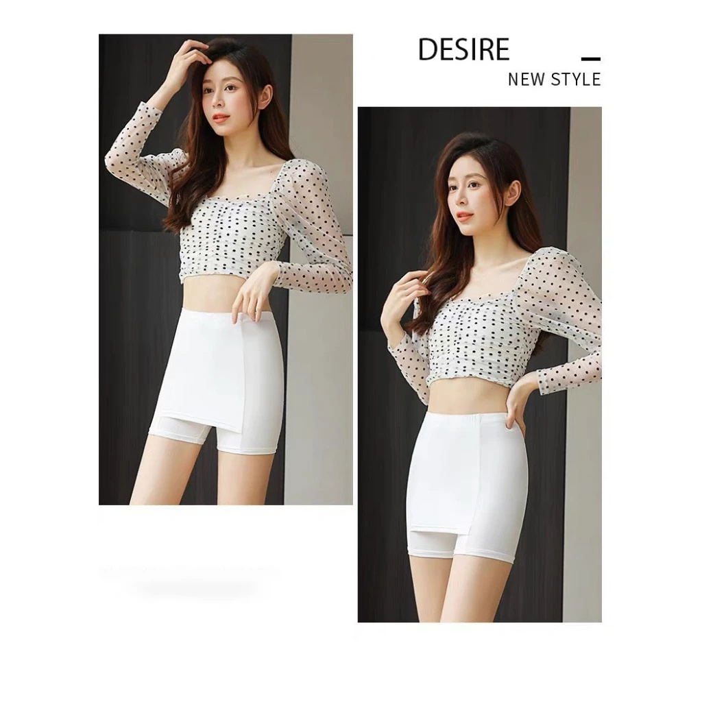 Desire Store, Quần Đùi Mặc Váy Vạt Chống lộ Su lạnh Có đường viền 30cm Thoáng Mát Cạp Cao Quần bảo hộ QL-025 image 9 of 17