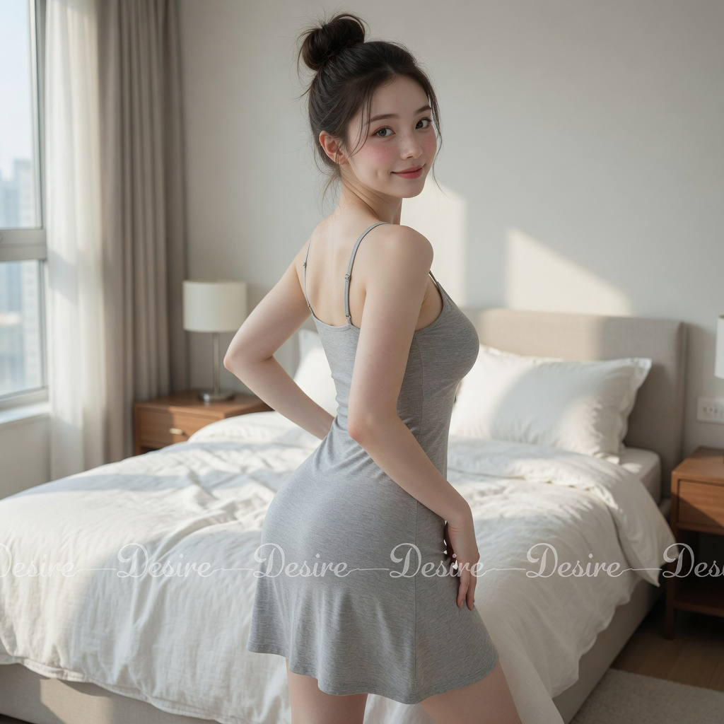 Desire Store, Váy đầm hai dây thun Vicose mềm mịn chất 4 chiều có đệm mút ngực DESIRE VNN-0072 (DESIRE VNN-0072 Soft 4-Way Stretch Viscose Camisole Dress with Built-in Bra Pads) image 9 of 15