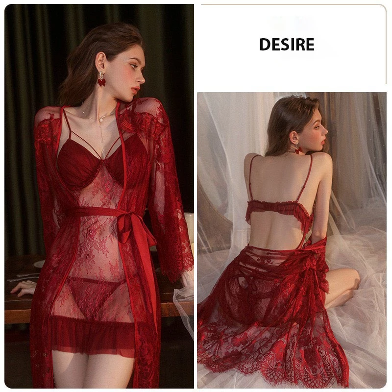 Desire Store, Áo choàng ren xuyên thấu mềm mại gợi cảm cao cấp VN-16060 image 8 of 10