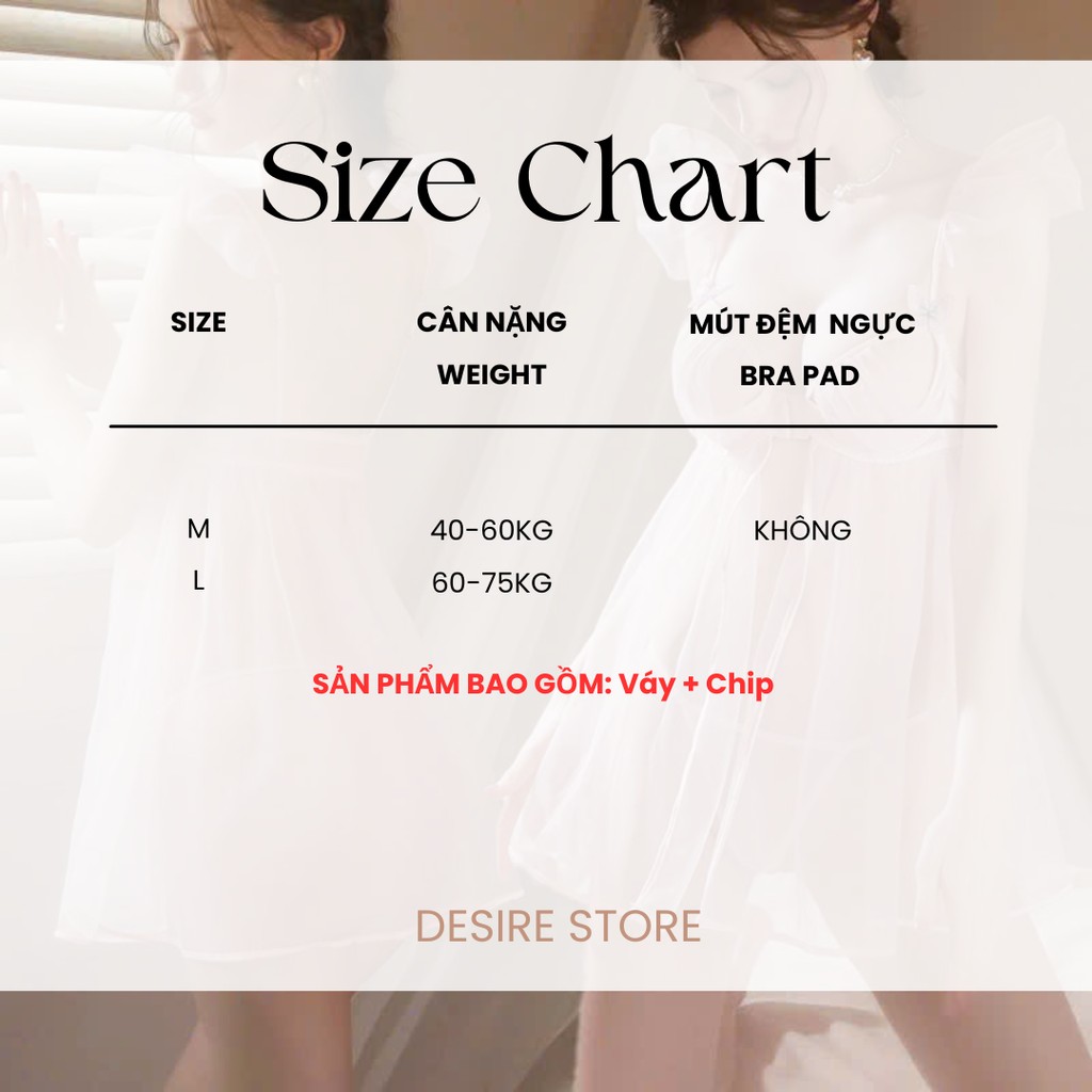 Desire Store, Váy ngủ nữ sexy dáng babydoll xuyên thấu có gọng kèm chip hàng cao cấp DESIRE A46 image 9 of 11