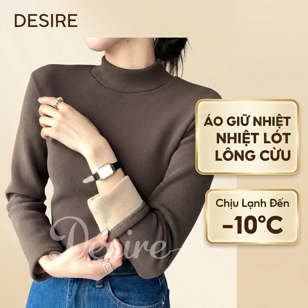 Desire Store, Áo cổ lọ chất Nhung len tăm lót lông cừu dày giữ nhiệt mùa đông ấm áp DESIRE H331 image 6 of 16
