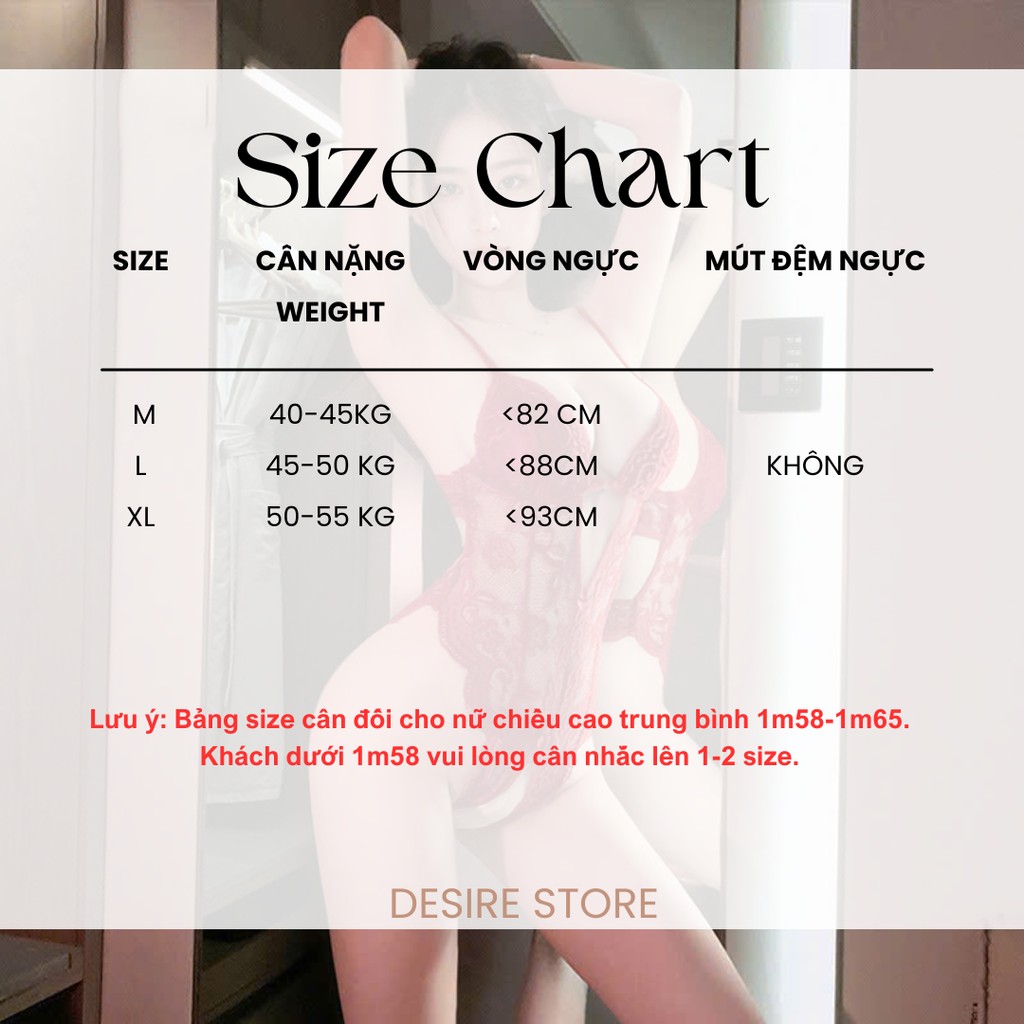 Desire Store, Váy ngủ ren liền thân xẻ đáy cài ngực trước xẻ mông nơ lụa sau gợi cảm sexy DESIRE VN-8748 image 9 of 15